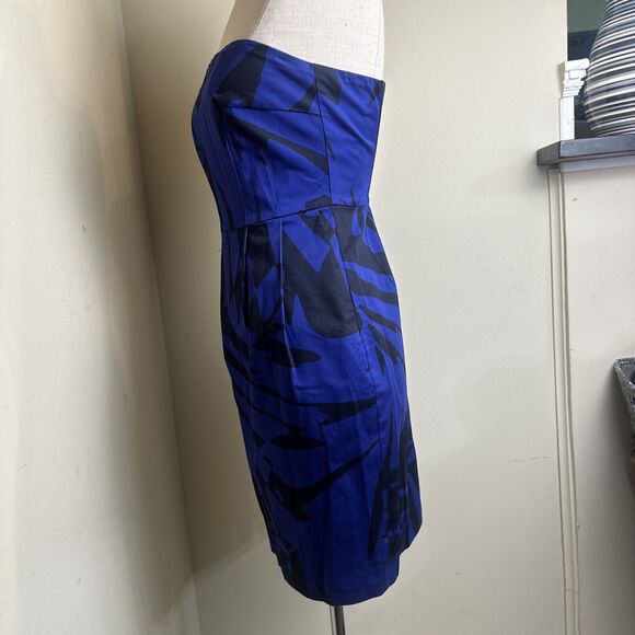 EXPRESS Design Studio Halter Strapless Blue Black Mini Dress Size 4 EUC - Picture 3 of 9